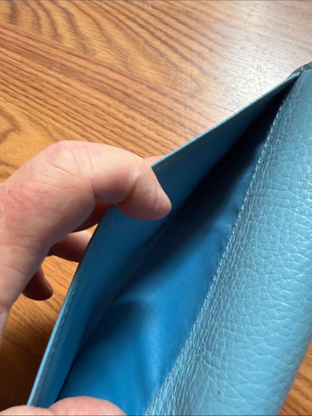Coach Pebbled Leather Continental Wallet in Turquoise Blue - Picture 5 of 6